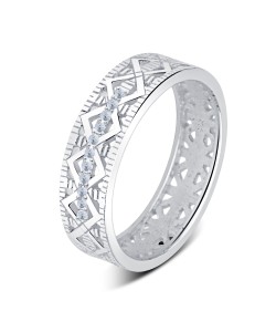 Unique Pattern with CZ Stone Silver Ring NSR-4097